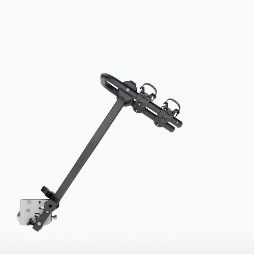 Towbar-mounted bicycle rack for 2 suspended bikes